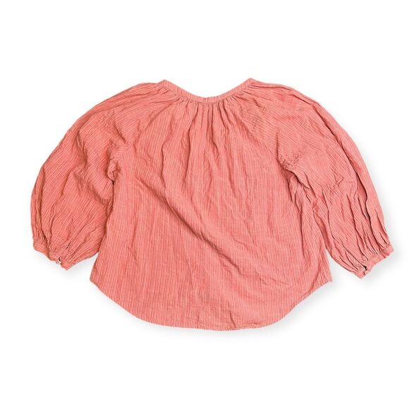 EVEREVE Women’s Burnt Orange Striped Cotton Rayon Peasant Blouse Size Small - Picture 3 of 6